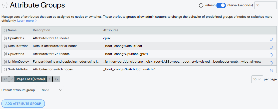 Attributes Page