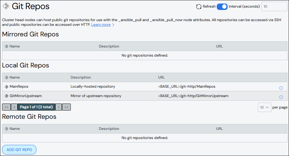 Git Repos Page