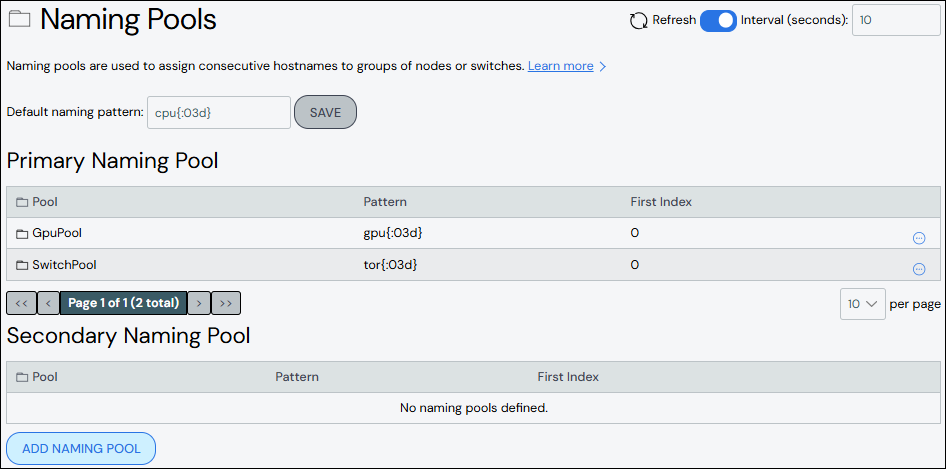 Naming Pool Page