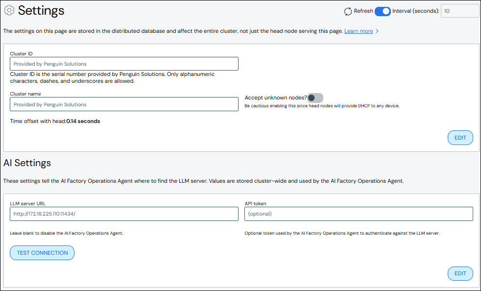 Settings Page