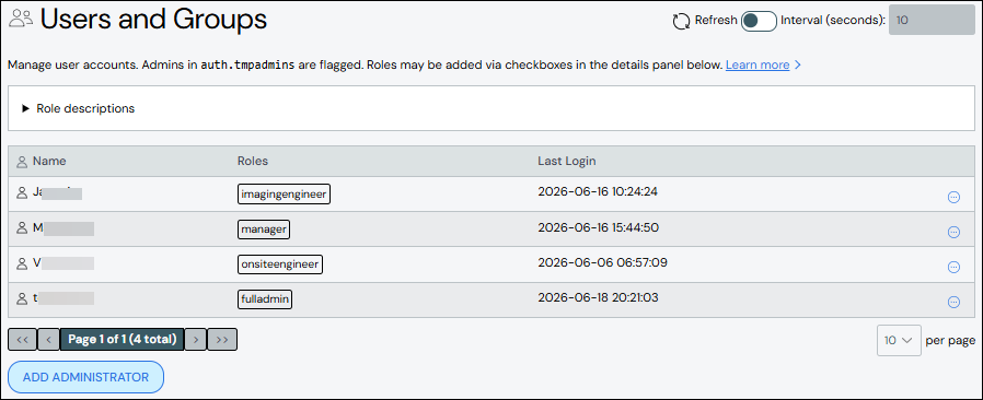 Admins Page