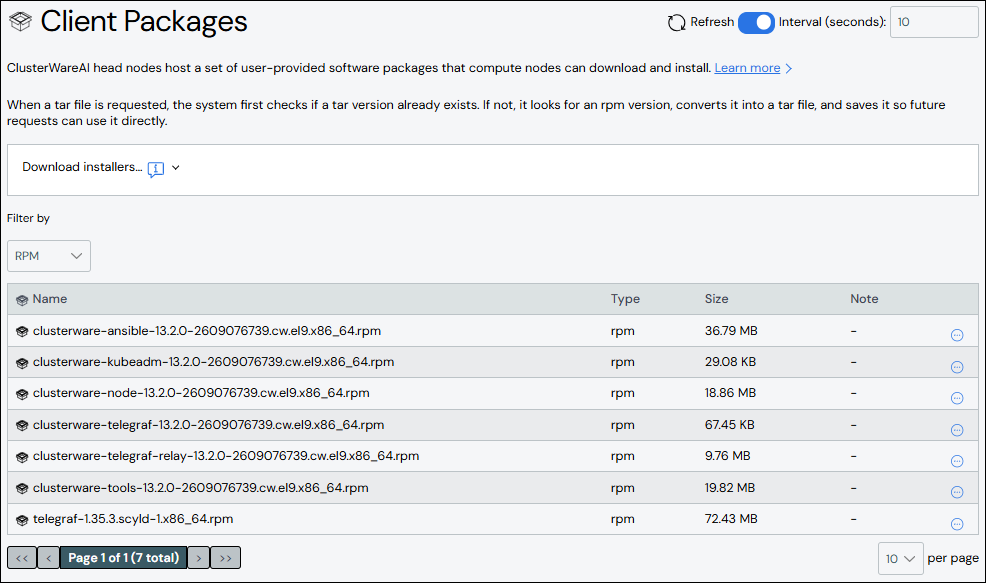 Packages Page