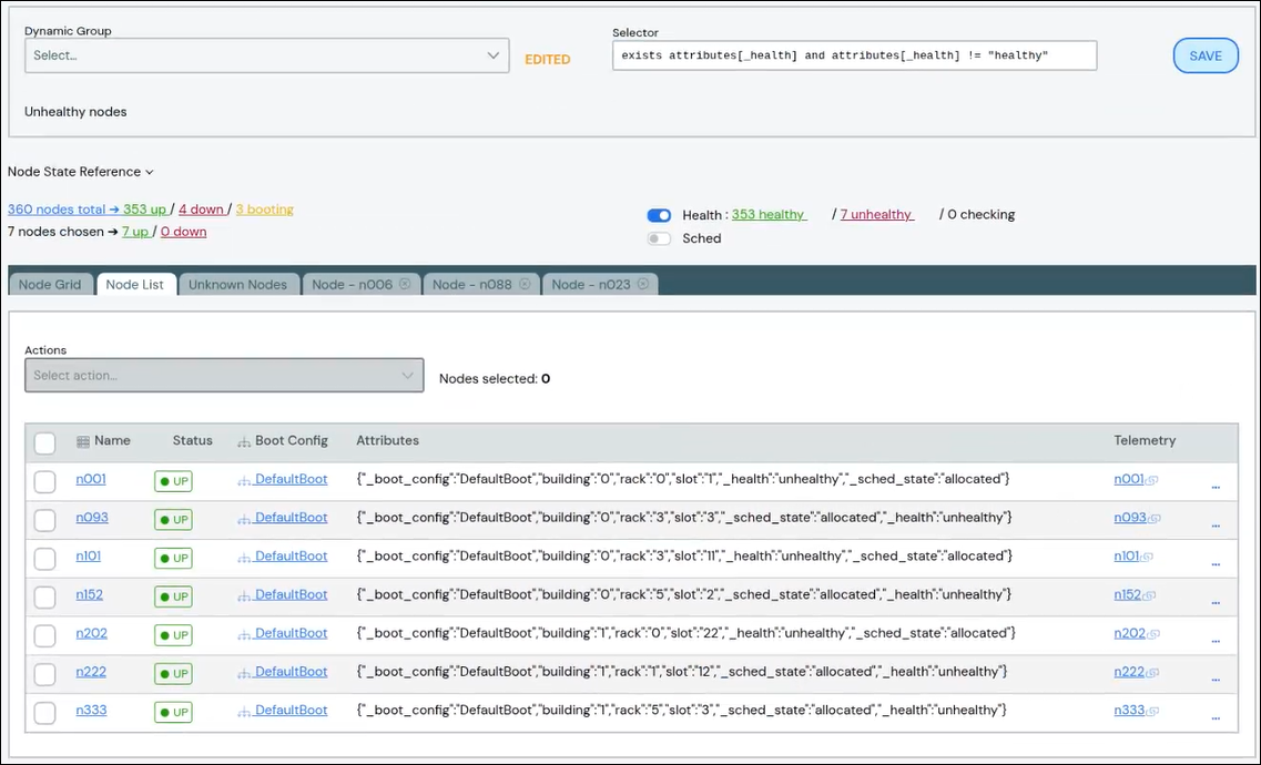 Nodes List Unhealthy